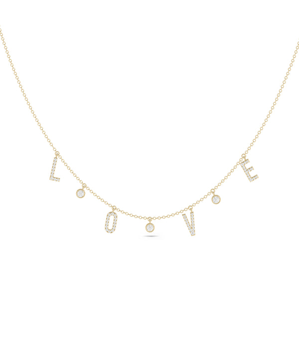 LOVE station necklace in 14K solid yellow gold dainty style