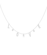 LOVE station necklace in 14K solid white gold dainty style