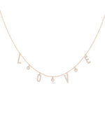 LOVE station necklace in dainty rose gold solid gold style