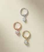 Marquise bezel set diamond dangle earrings in 14K solid gold
