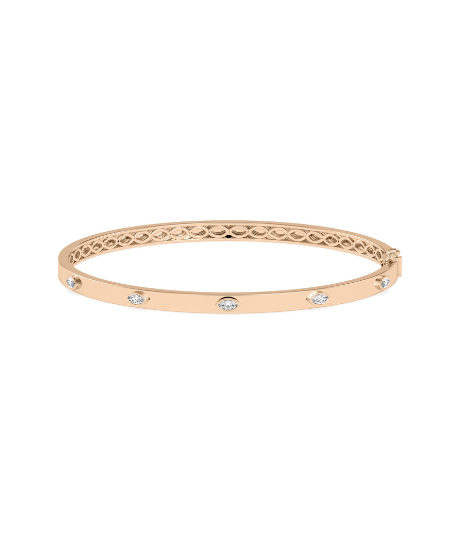 Marquise diamond station bangle in 14K rose gold