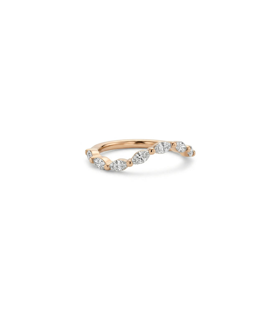 Marquise wave diamond band ring in rose gold