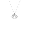Large oval faceted crystal pendant on a delicate white gold cable chain necklace