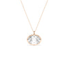Large oval diamond pendant on a delicate rose gold chain with prong setting