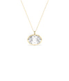 Large oval diamond pendant set in yellow gold prong bezel on delicate yellow gold chain