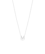 Pave diamond initial necklace in 14K solid white gold
