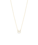 Pave diamond initial necklace in 14K solid yellow gold