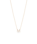 Pave diamond initial necklace in 14K rose gold