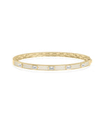 Pavé diamond station bangle bracelet in 14K yellow gold