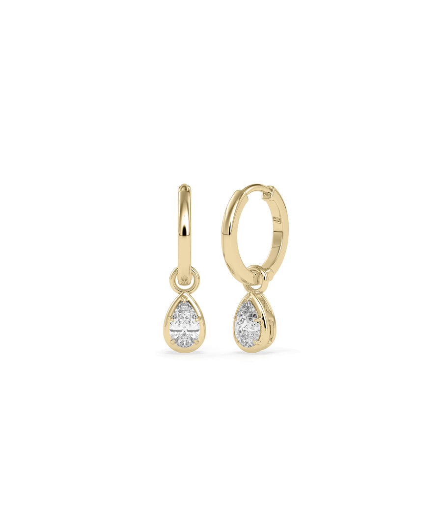 Pear bezel set diamond dangle earrings in 14K solid gold