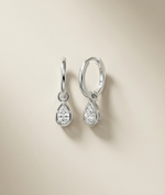 Pear bezel set diamond dangle earrings in 14K solid gold