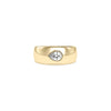 Yellow gold bezel solitaire round lab diamond band ring front view