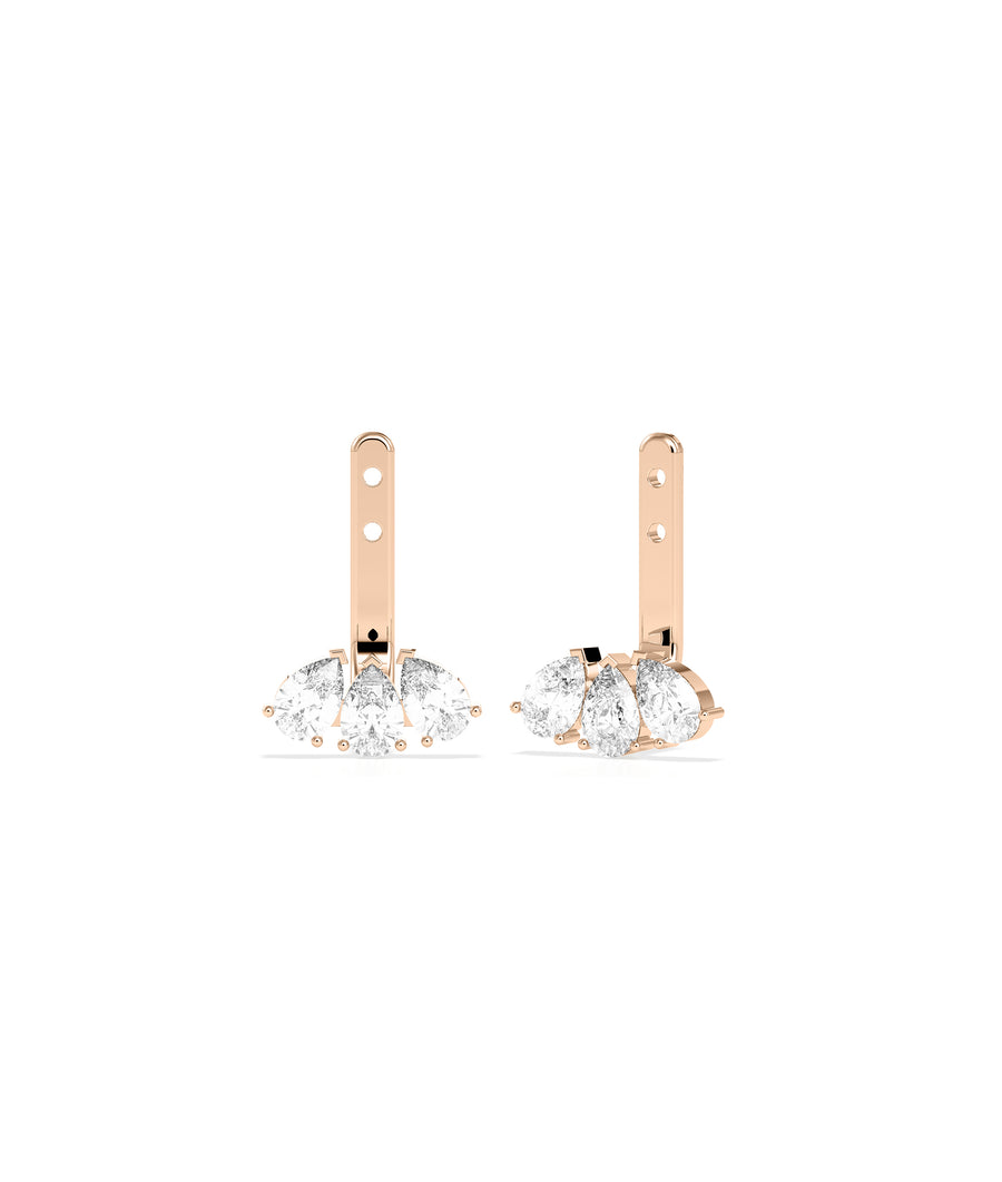 Pear cluster ear jackets in rose gold earring style