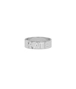 Personalized diamond name band ring in 14K white gold