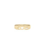 Personalized yellow gold initial band ring in 14K solid gold