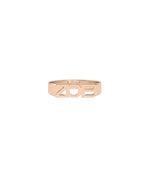 Personalized rose gold initial band ring in solid gold