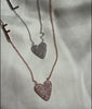 Diamond Sunken Heart Initial worn necklace display