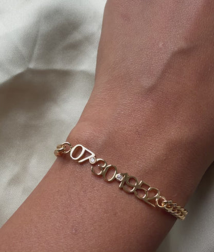 Custom Diamond Date Curb Link Bracelet