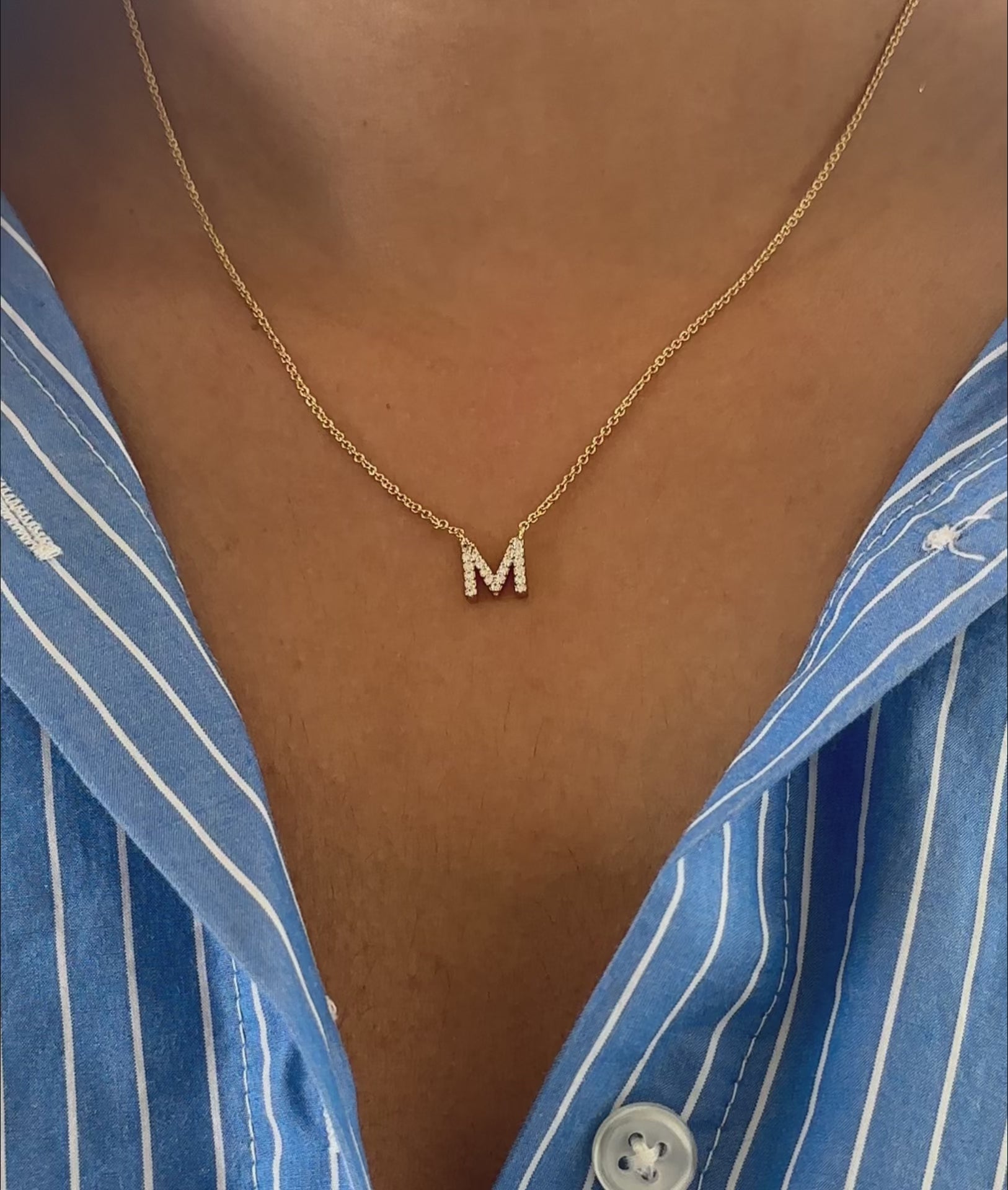 Modern initial diamond pave personalized presentation