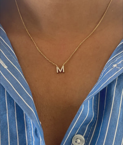 Modern initial diamond pave personalized presentation