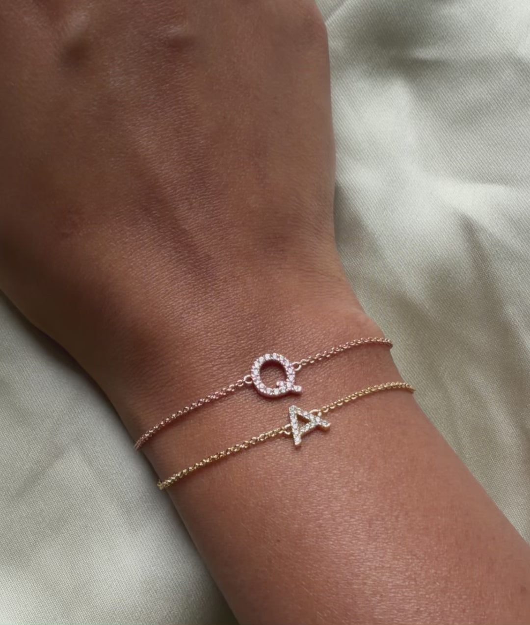 Diamond Initial Cable Link Bracelet