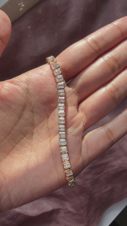 Diamond Emerald-Cut Straight Line Bracelet