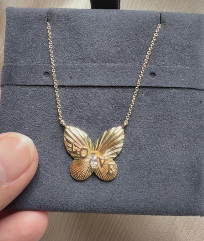 Mantra Butterfly Diamond Solitaire Necklace