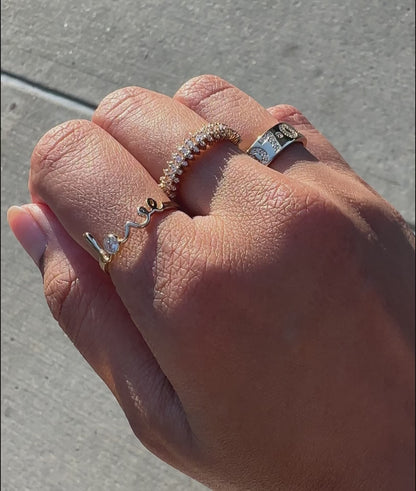 Diamond Cluster Band Ring worn showcasing brilliant diamond clusters