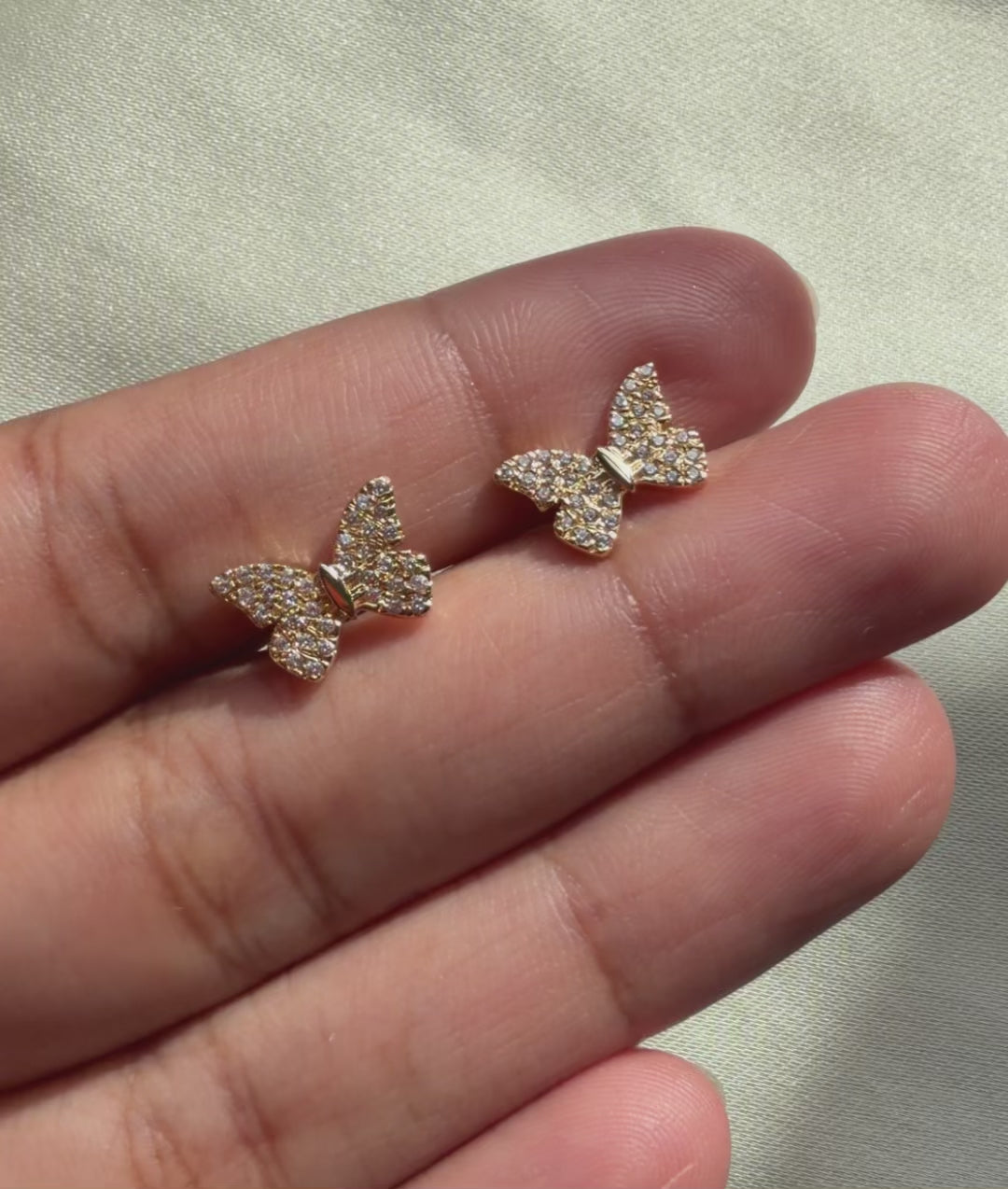 Diamond Pave Butterfly Stud Earring