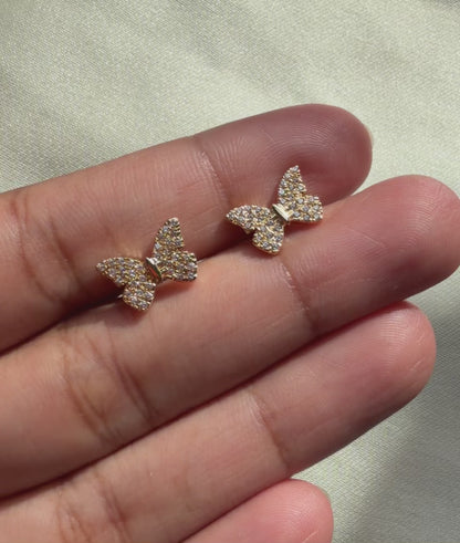 Diamond Pave Butterfly Stud Earring