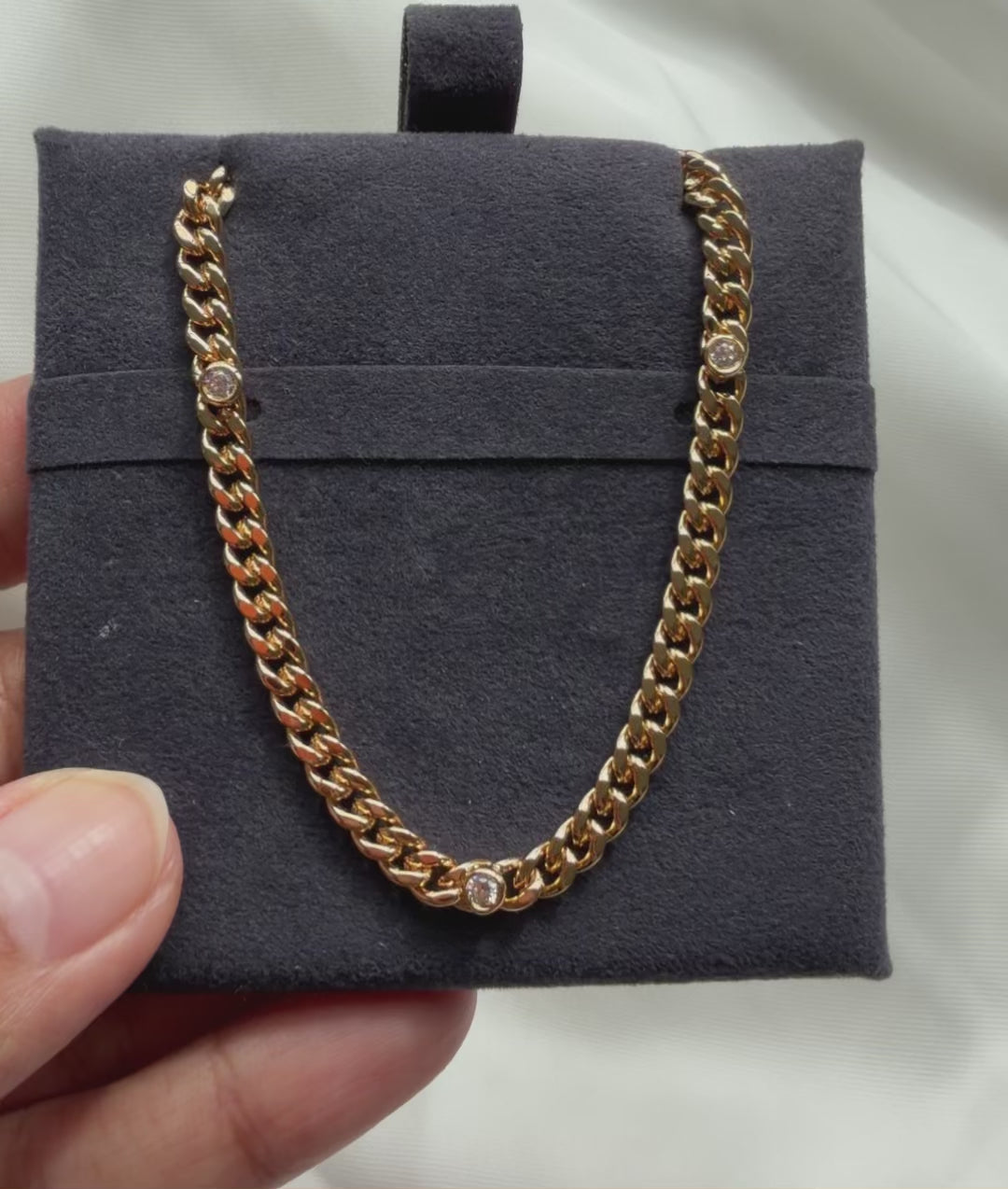 Birthstone Station Curb Link Necklace