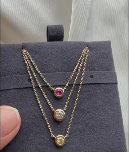 Birthstone Bezel Solitaire Necklace