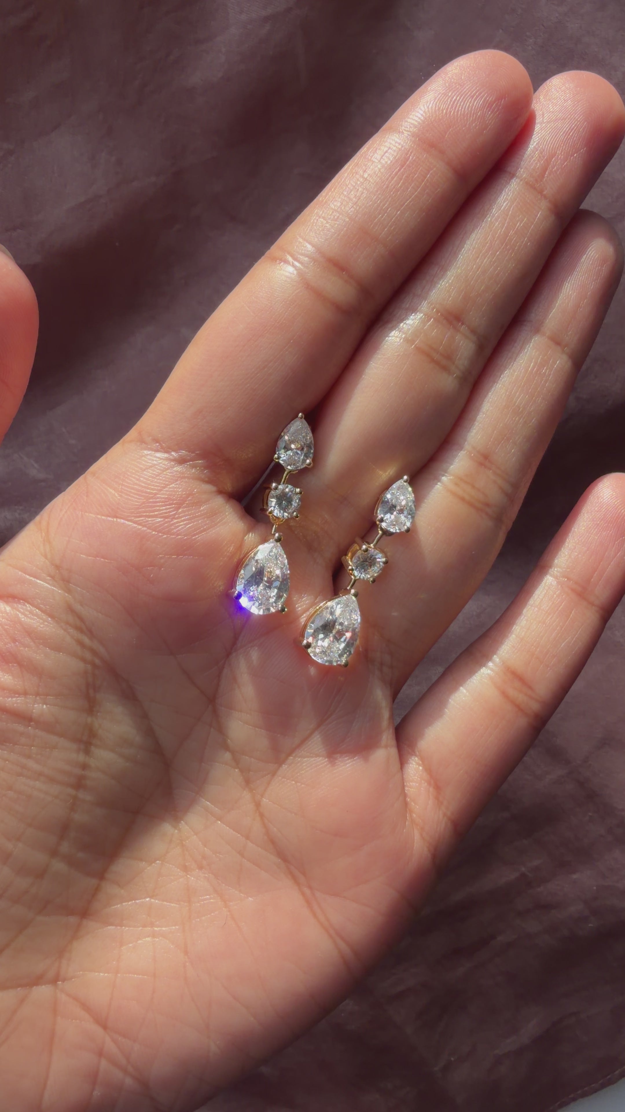 Three-Stone Diamond Drop Earrings