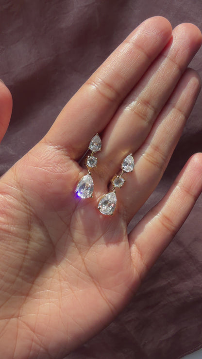 Three-Stone Diamond Drop Earrings