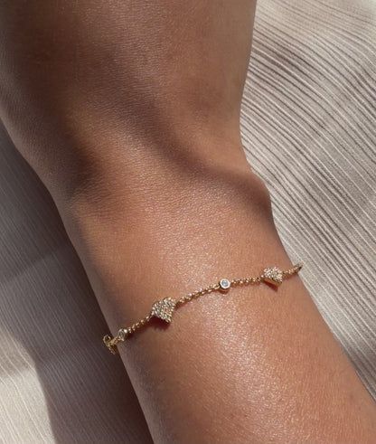 Diamond Pave and Solitiare Station Bracelet