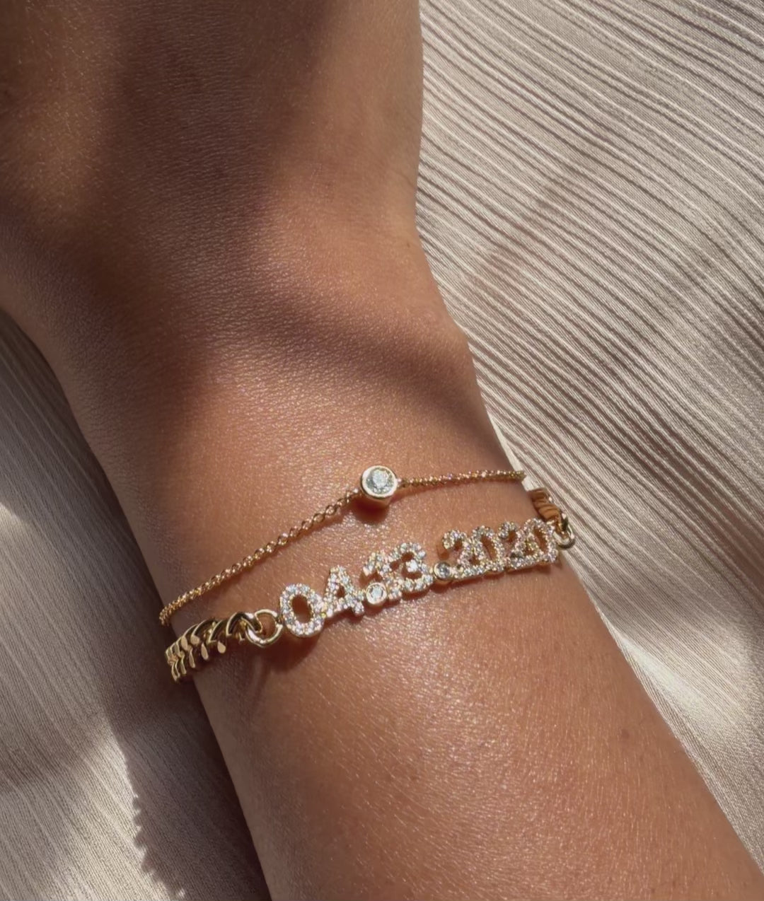 Custom Diamond Pave Date Curb Link Bracelet