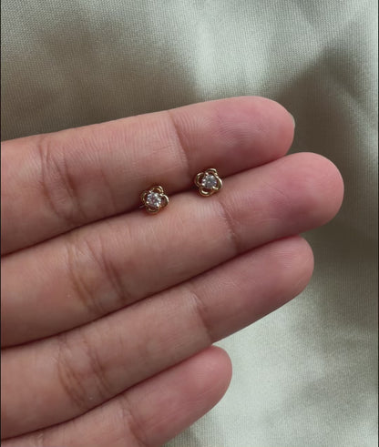 Diamond Stud Clover Earrings