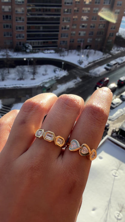 Bubble Bezel Emerald Cut Diamond Band