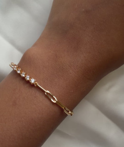 Diamond Tennis and Paper Clip Bracelet