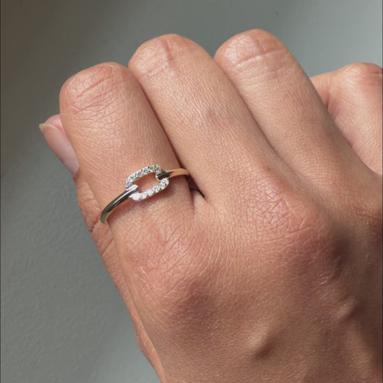 Closeup of Diamond Link Band Ring showing chain-link texture and diamond placement
