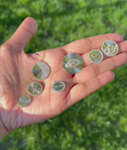 Fluted Star Charm Diamond Gold Pendant