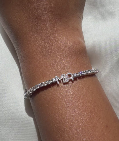 Custom Diamond Pave Name Tennis Bracelet