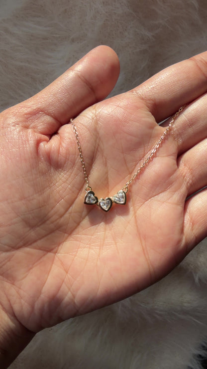 Bubble Three Heart Diamond Necklace