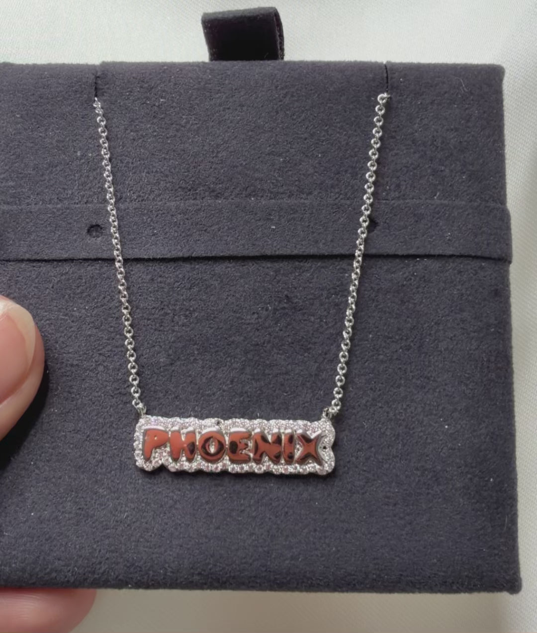 Custom Name Necklace with Diamond Outline