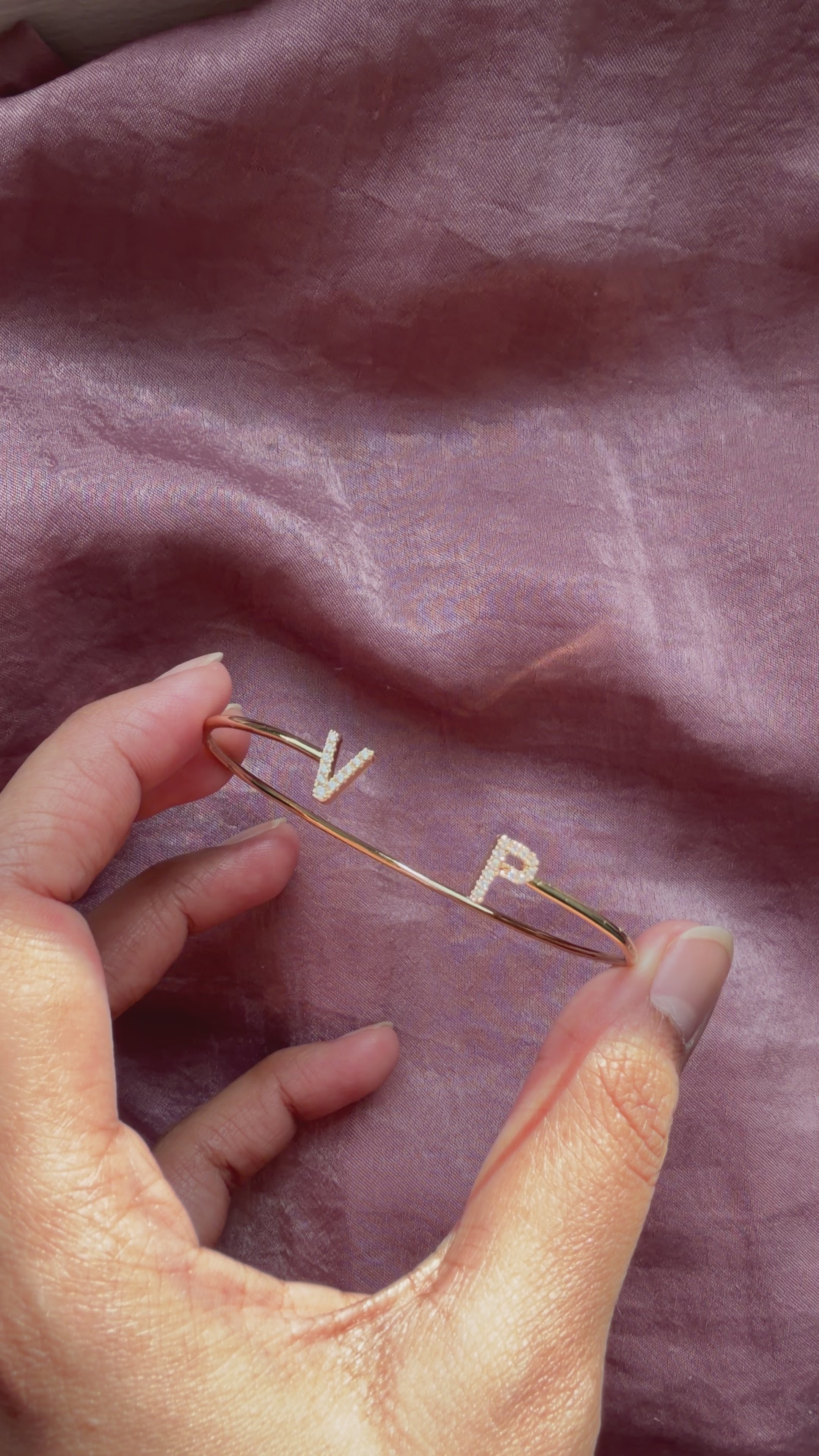 Diamond Initials Open Bangle