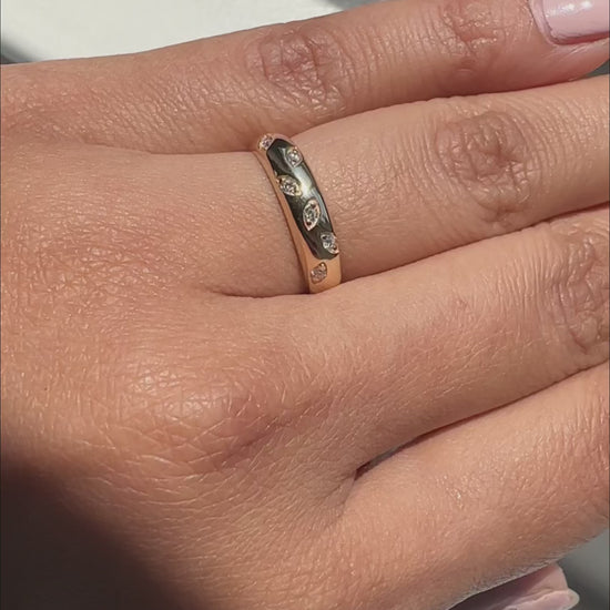 Diamond Dome Ring on hand displaying modern architectural dome presence