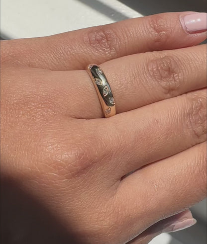 Diamond Dome Ring on hand displaying modern architectural dome presence