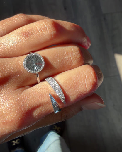 Pave Diamond Fluted Bypass Ring