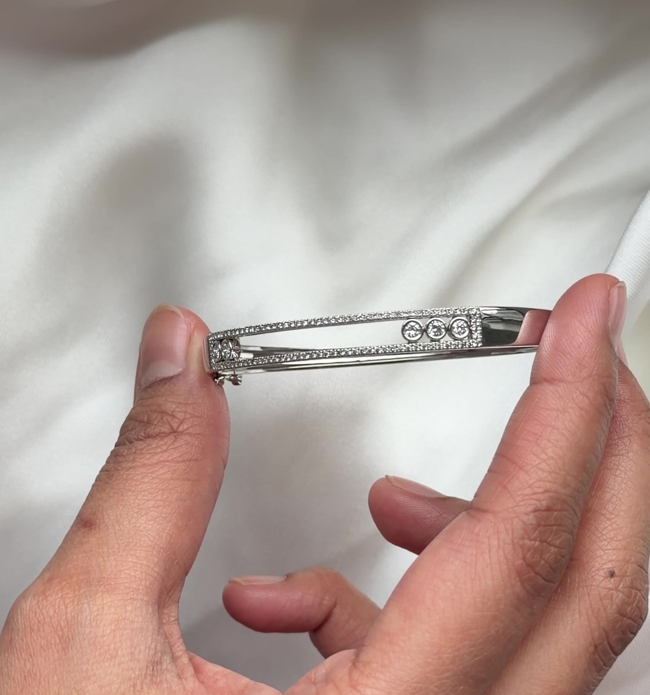 Sliding Diamond Channel-Set Bangle