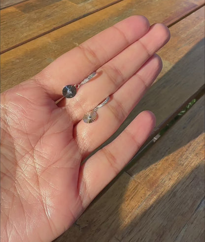 Diamond Hoop Earring Fluted Disc Dangle